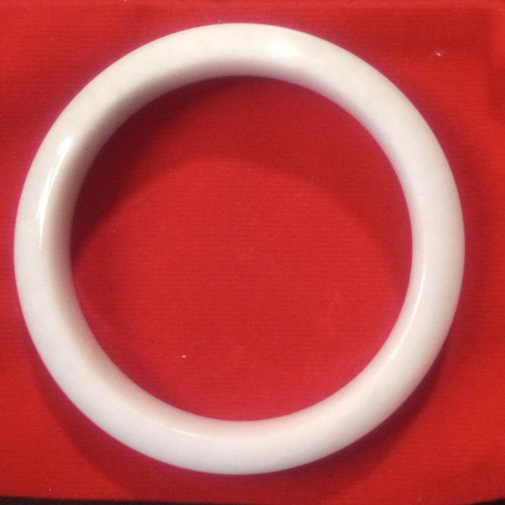 White with green bangle bracelet | 8in inside - Picture 3 of 3